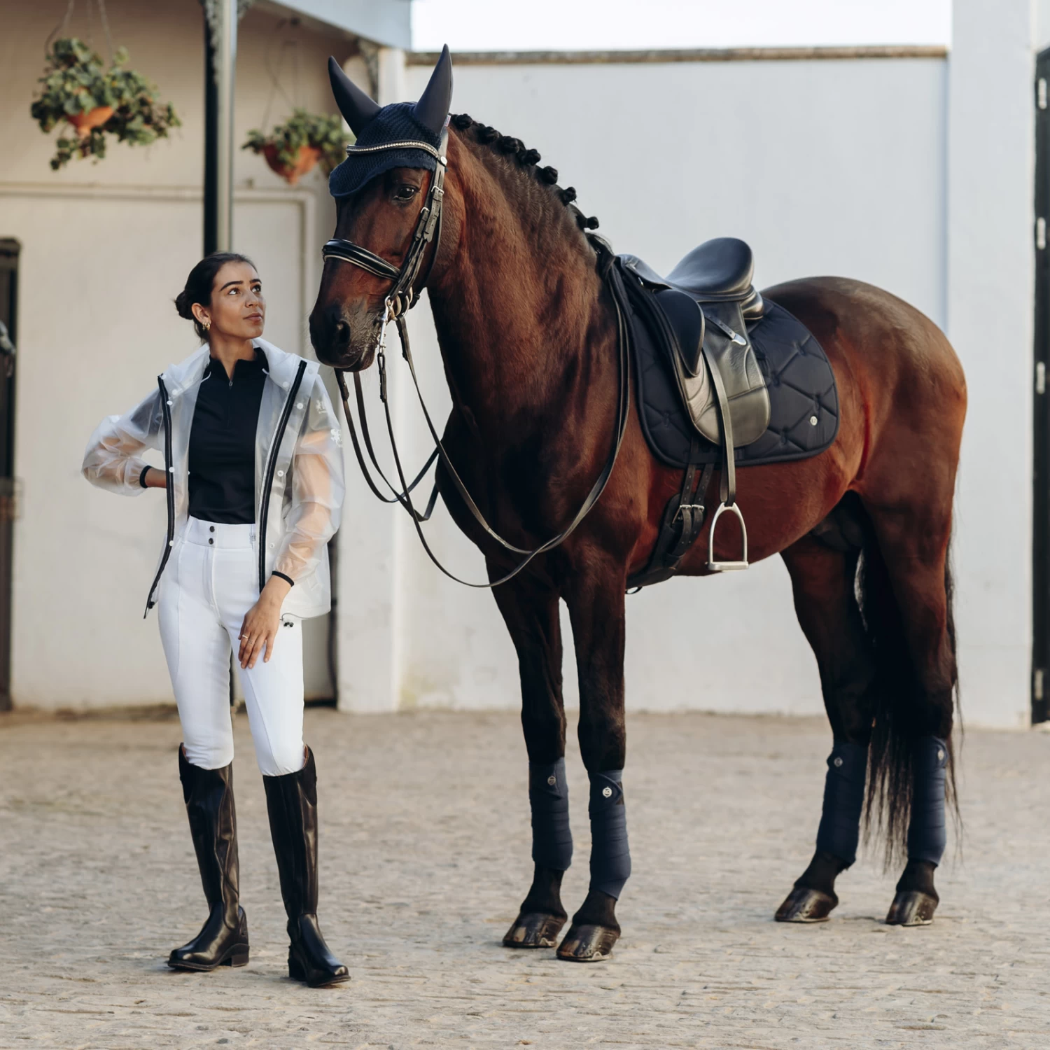 B Vertigo Remi Womens Transparent Rain Coat - Transparent/ Dark Navy - Image 5