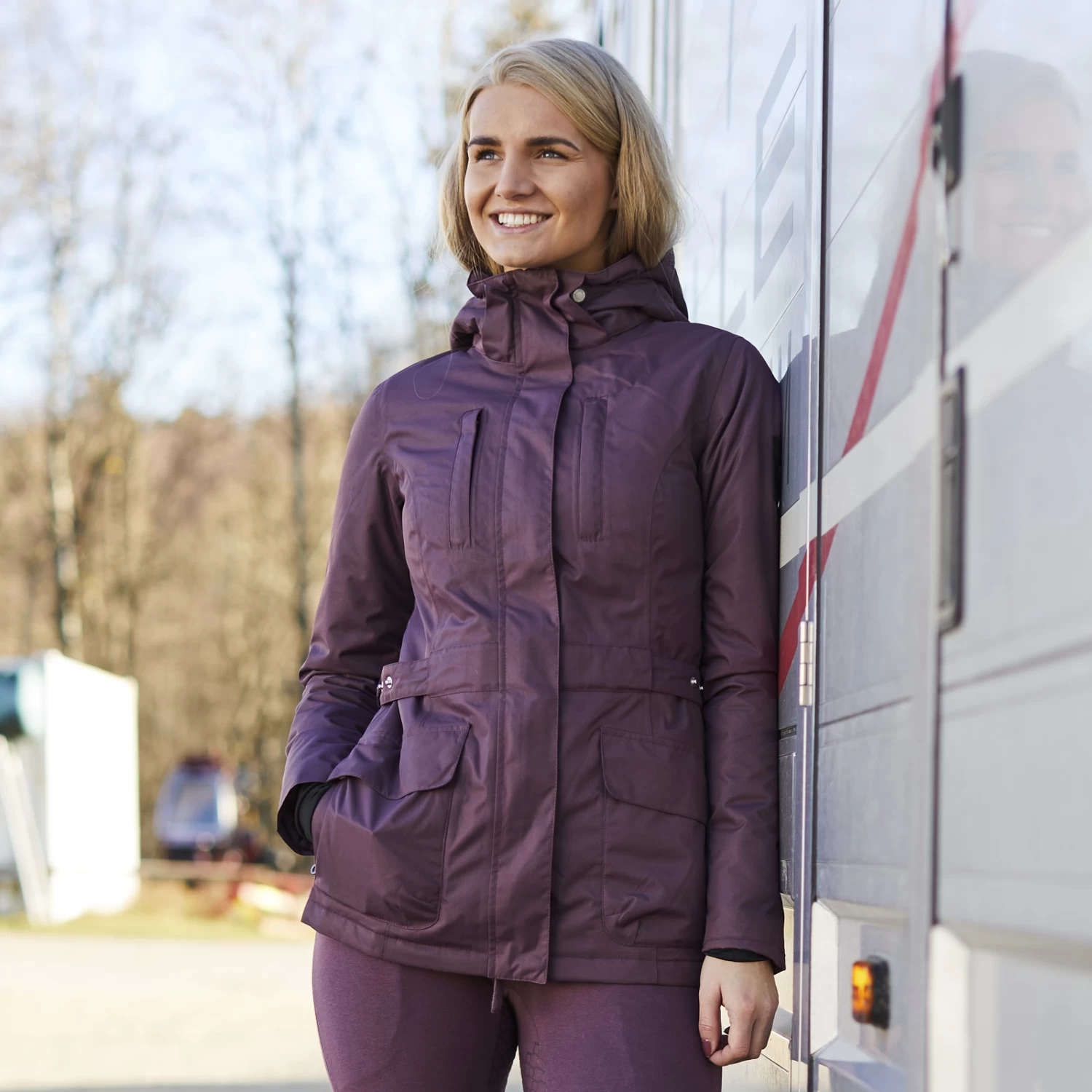 Horze Jadine Womens Winter Jacket - Eggplant Dark Purple - Image 7