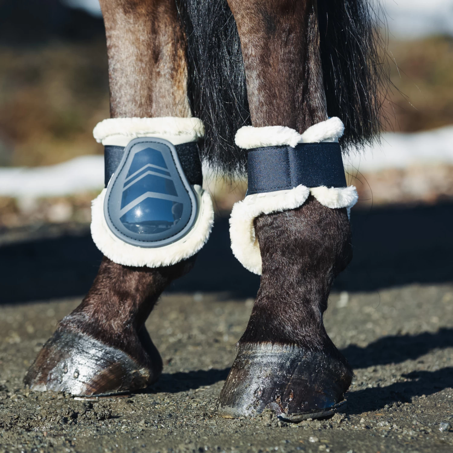 Horze Caliber Fleece Hind Fetlock Boots - Dark Navy - Image 4