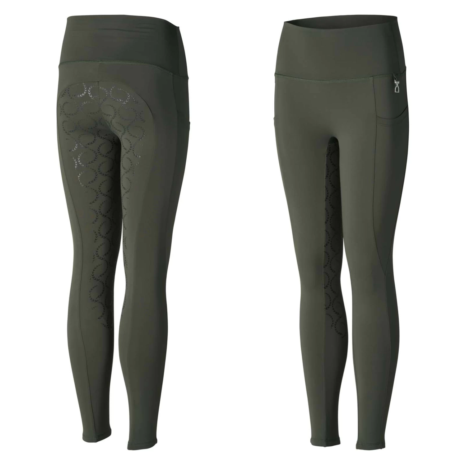 Horze Gillian Kids Silicone Full Seat Tights - Black - Image 4