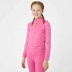Horze Fia Kids Long Sleeved Training And Show Shirt - Azalea Pink