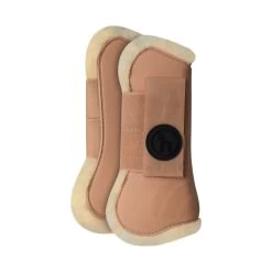 Horze Caliber Open Front Fleece Tendon Boots - Biscuit Brown