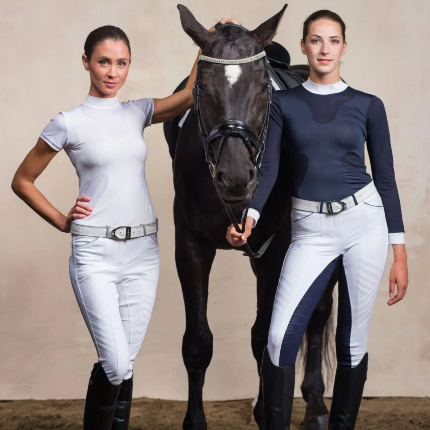 Cavalliera High Style Long Sleeve Riding Show Shirt - Navy Dark Blue - Image 3