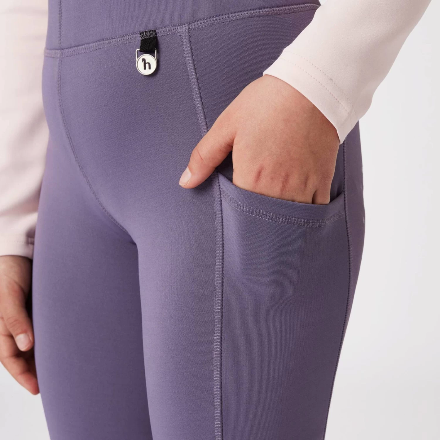 Horze Kaylee Kids Full Seat Tights - Grey Ridge Purple - Image 6