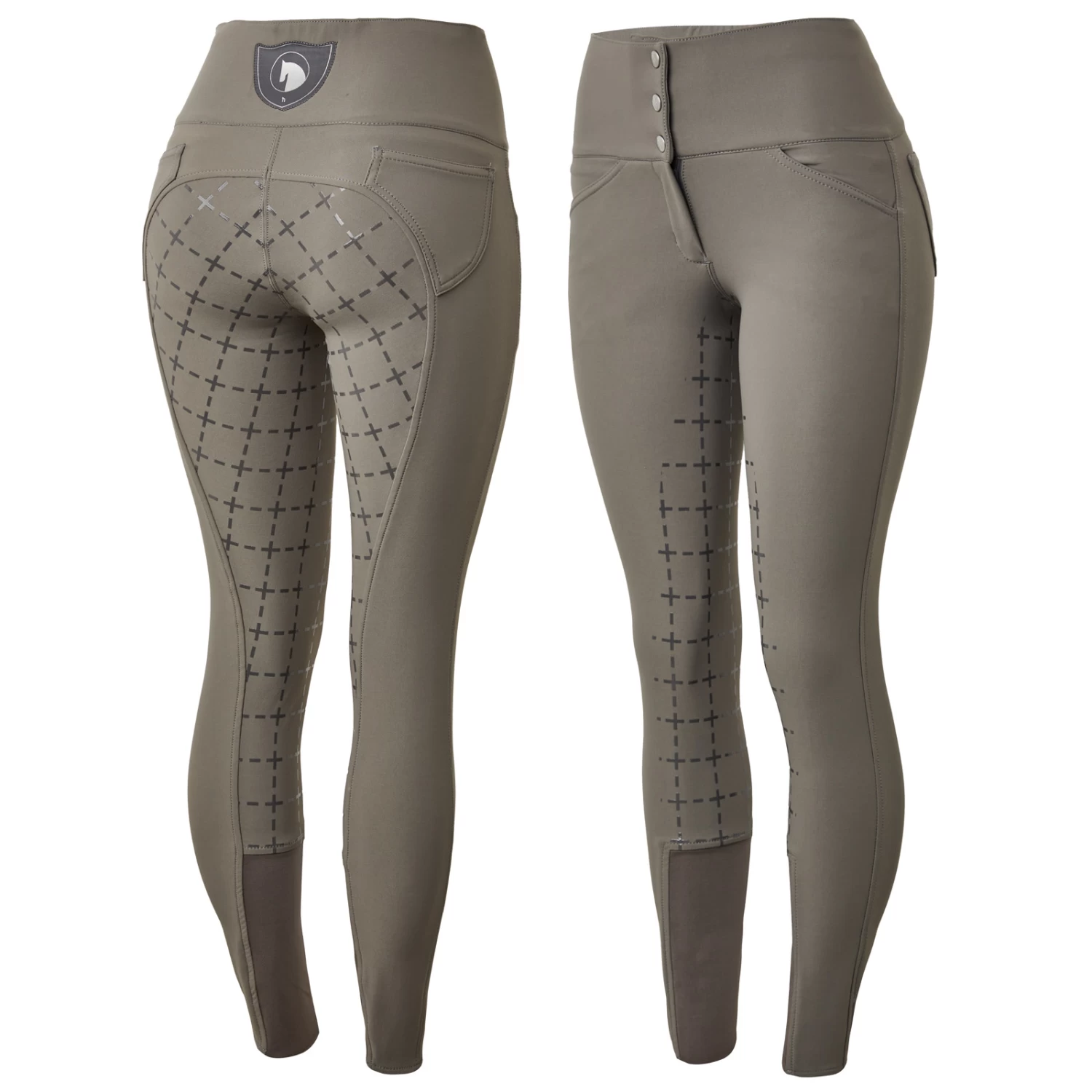 Horze Desiree Womens Silicone Full Seat Hybrid Breeches - Charcoal Grey - Image 11