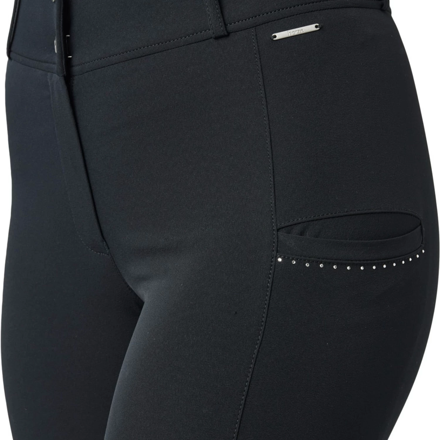 Horze Eliza Womens Crystal Detailed Full Seat Breeches - Black - Image 3