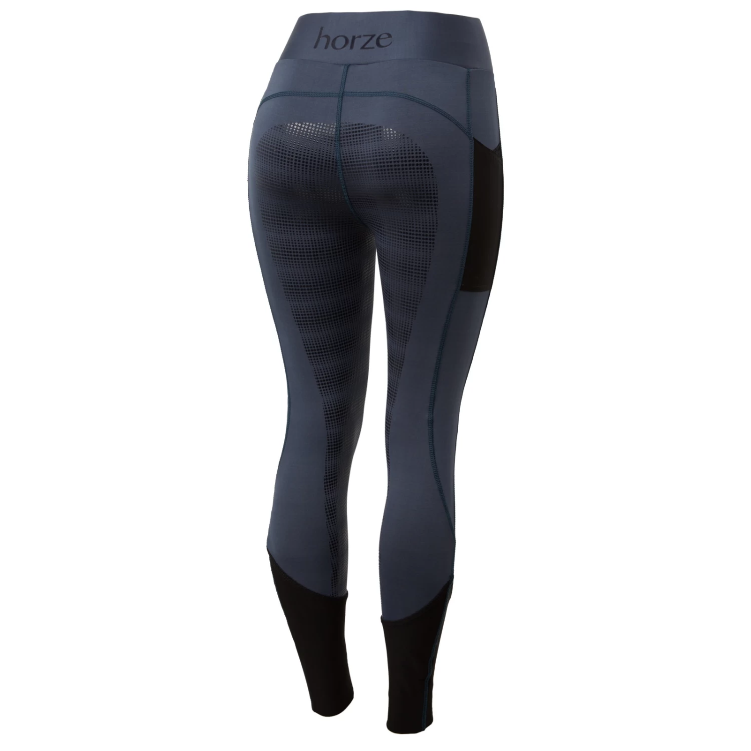 Horze Selena Womens Sporty Riding Tights With Mesh Lower Leg - Light Blue/Montauk Navy - Image 8