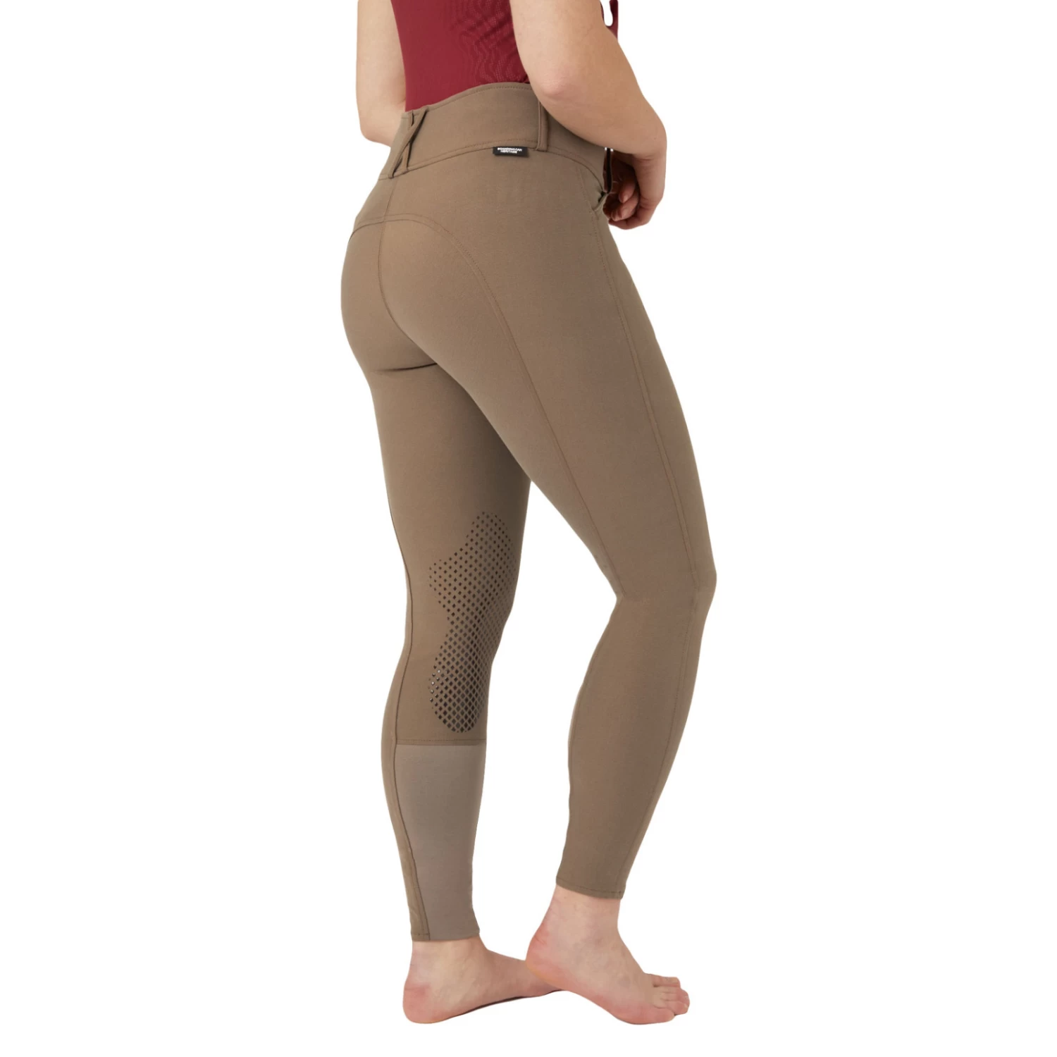 Horze Grand Prix Pro Womens High Waist Knee Patch Breeches - Iron Grey Brown - Image 6