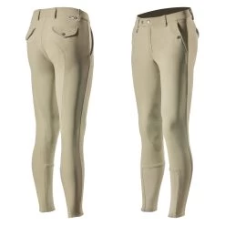 Horze Grand Prix Mens Silicone Knee Patch Breeches - Tan